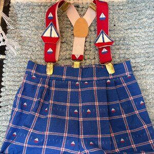 ADORABLE Vintage Baby Sailing Shorts and Matching Suspenders- size 12 months